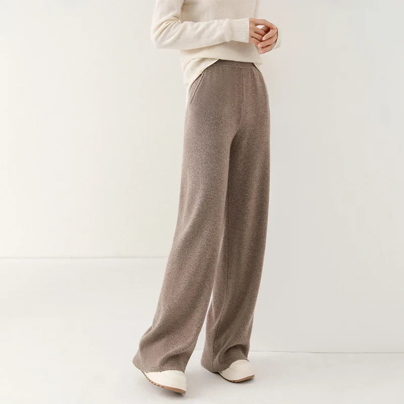 Dames Broek Merinowol Hoge Taille Wide-Leg