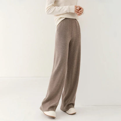 Dames Broek Merinowol Hoge Taille Wide-Leg
