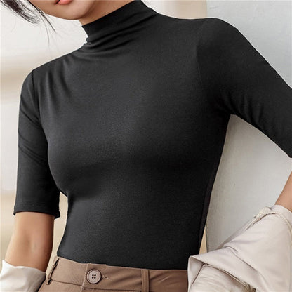 Dames Aansluitende Slim Fit Coltrui – Stretch Stof, Hoge Col, Casual voor Herfst en Winter