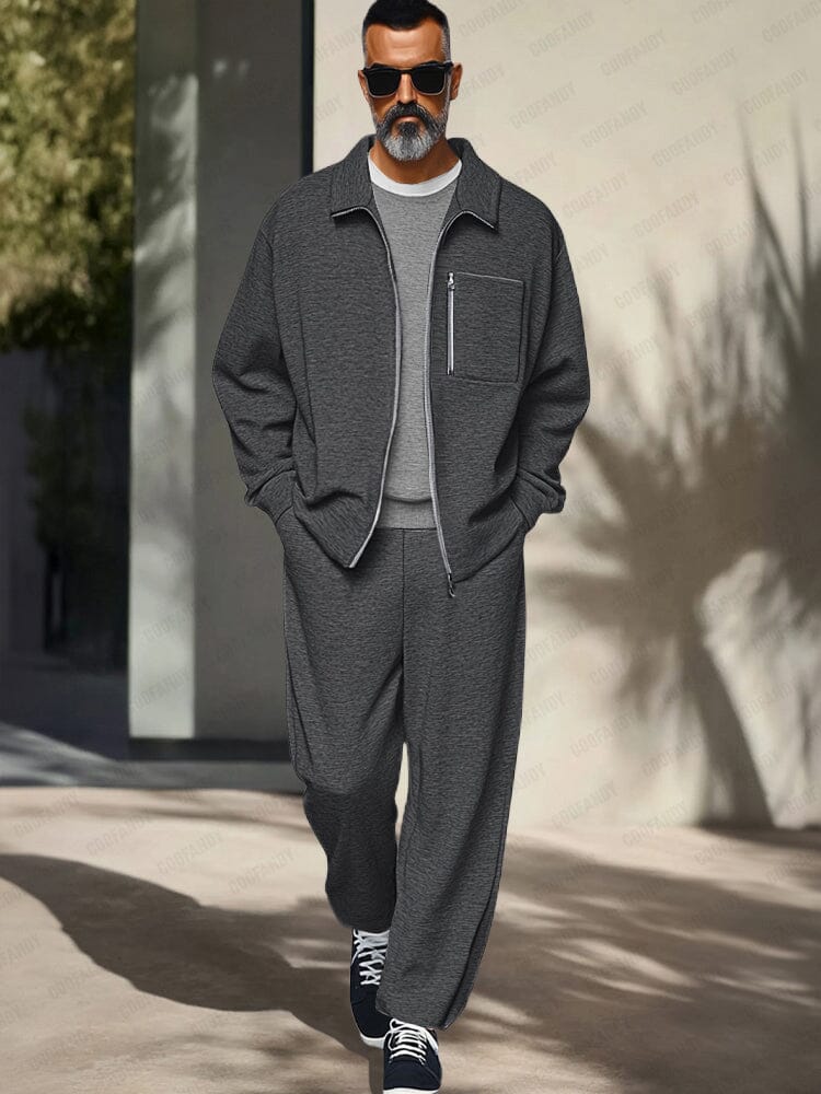 Heren Slim Fit Set – Met Rits, Geschikt voor Casual en Sportieve Activiteiten