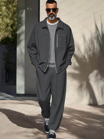 Heren Slim Fit Set – Met Rits, Geschikt voor Casual en Sportieve Activiteiten