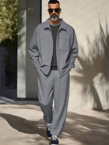 Heren Slim Fit Set – Met Rits, Geschikt voor Casual en Sportieve Activiteiten