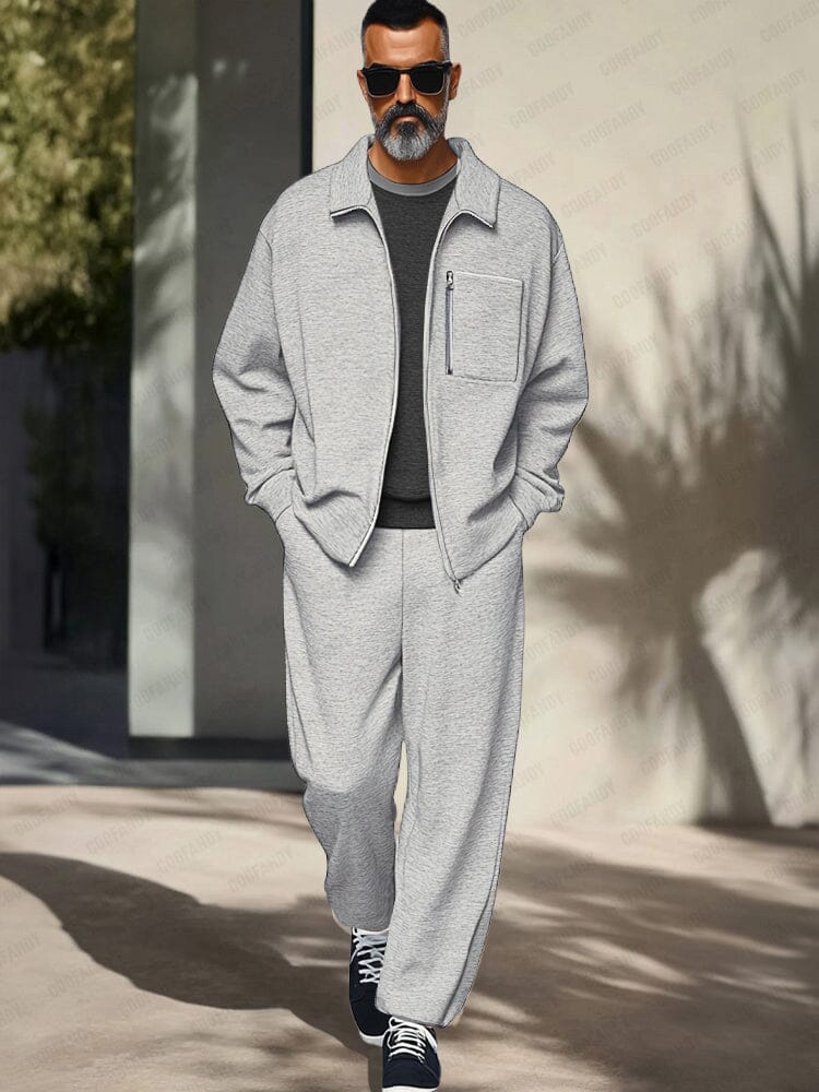 Heren Slim Fit Set – Met Rits, Geschikt voor Casual en Sportieve Activiteiten