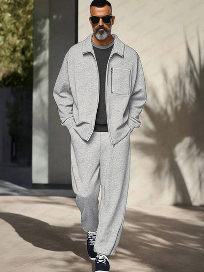 Heren Slim Fit Set – Met Rits, Geschikt voor Casual en Sportieve Activiteiten