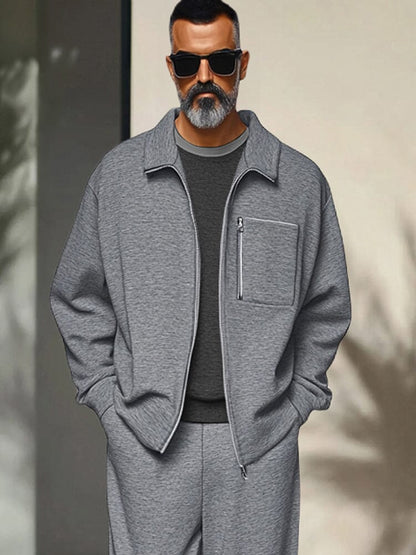 Heren Slim Fit Set – Met Rits, Geschikt voor Casual en Sportieve Activiteiten