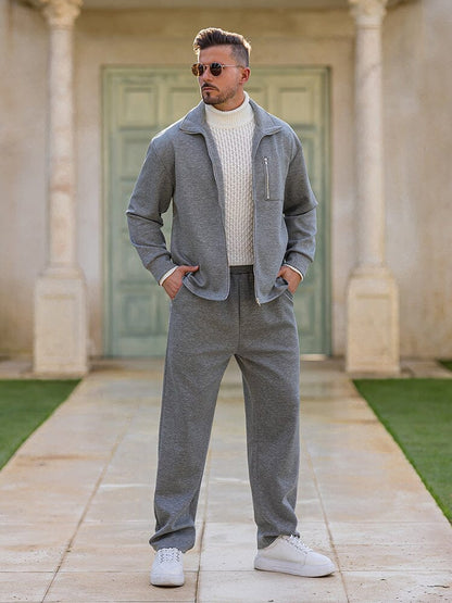 Heren Slim Fit Set – Met Rits, Geschikt voor Casual en Sportieve Activiteiten