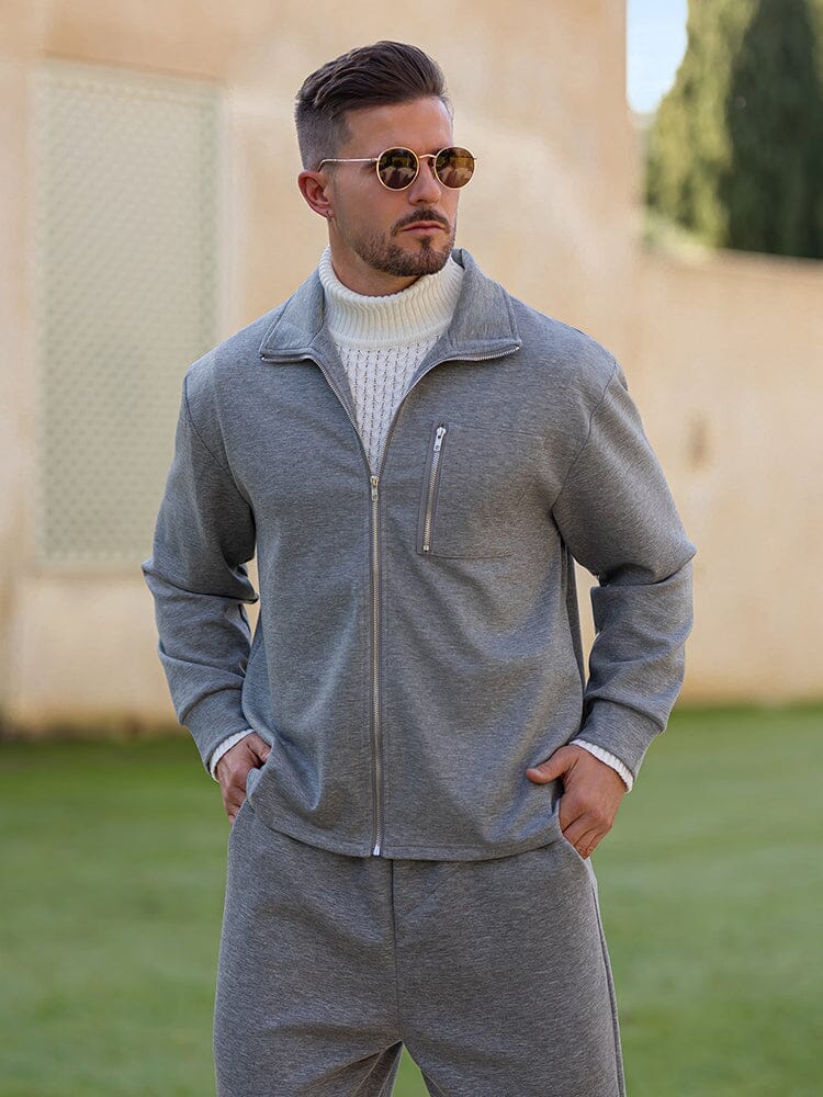 Heren Slim Fit Set – Met Rits, Geschikt voor Casual en Sportieve Activiteiten