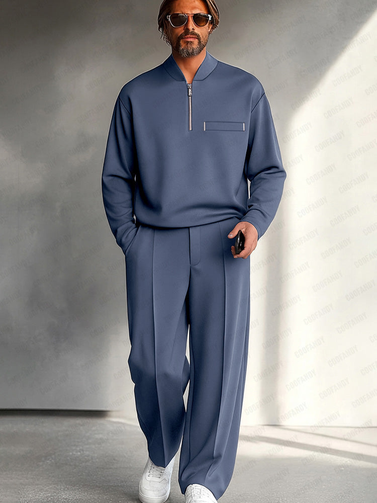 Heren Slim Fit Set – Geschikt voor Casual en Dagelijks Gebruik, Met Rits en Elastische Taille
