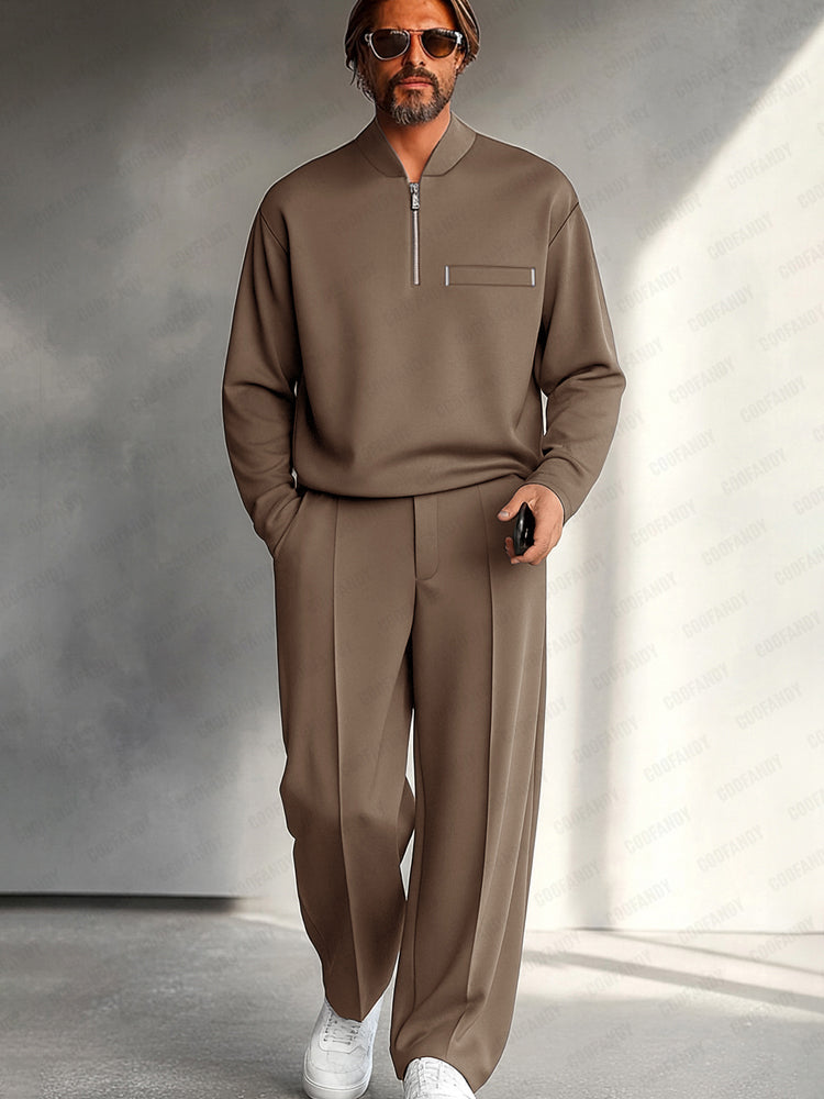 Heren Slim Fit Set – Geschikt voor Casual en Dagelijks Gebruik, Met Rits en Elastische Taille