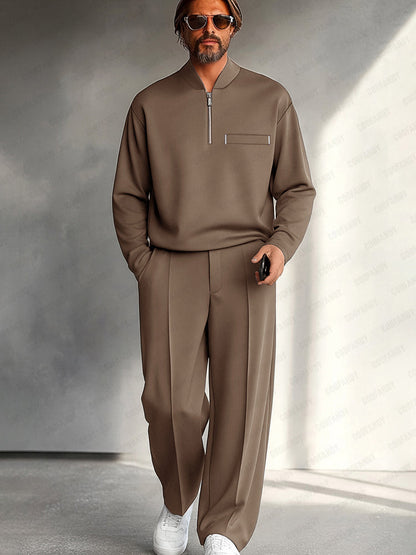 Heren Slim Fit Set – Geschikt voor Casual en Dagelijks Gebruik, Met Rits en Elastische Taille