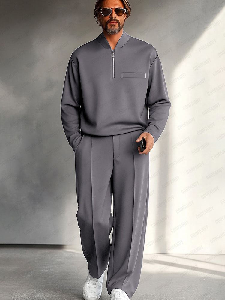 Heren Slim Fit Set – Geschikt voor Casual en Dagelijks Gebruik, Met Rits en Elastische Taille
