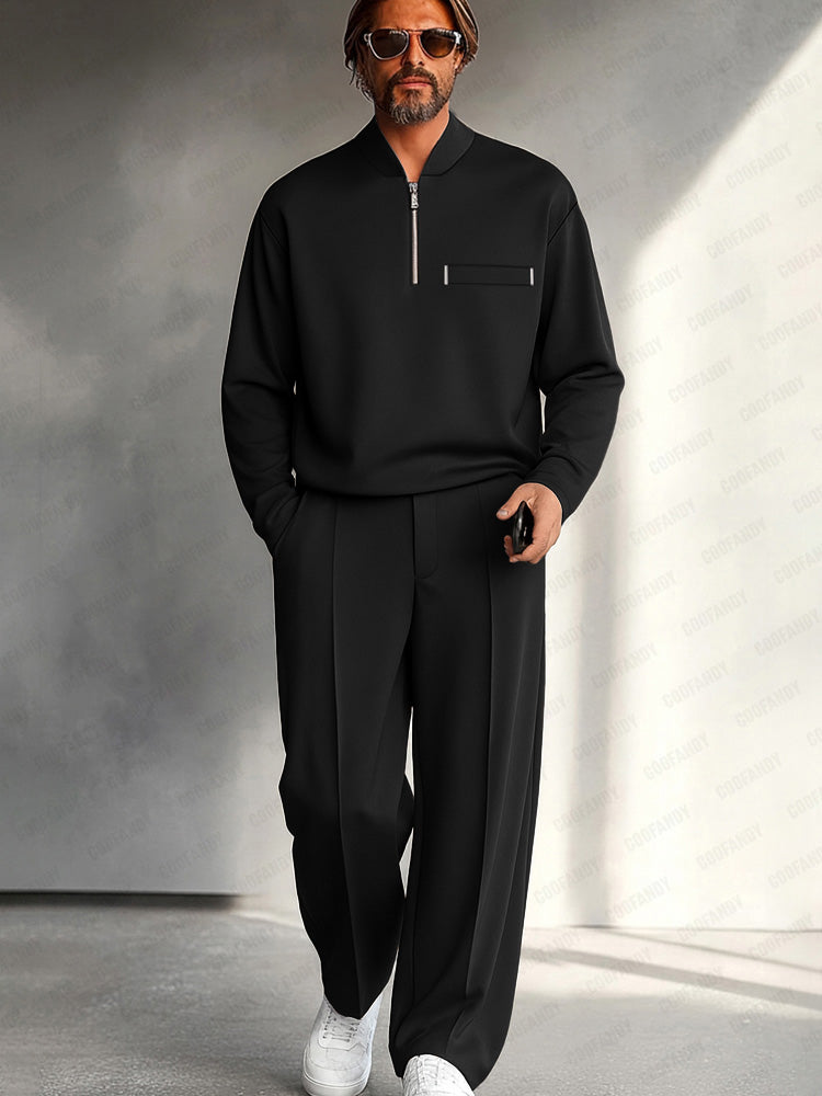 Heren Slim Fit Set – Geschikt voor Casual en Dagelijks Gebruik, Met Rits en Elastische Taille