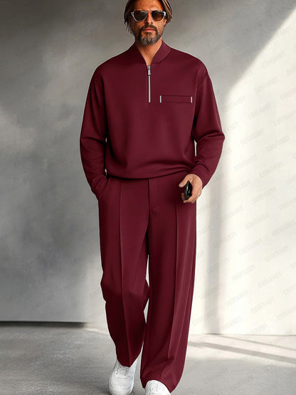 Heren Slim Fit Set – Geschikt voor Casual en Dagelijks Gebruik, Met Rits en Elastische Taille
