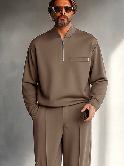 Heren Slim Fit Set – Geschikt voor Casual en Dagelijks Gebruik, Met Rits en Elastische Taille