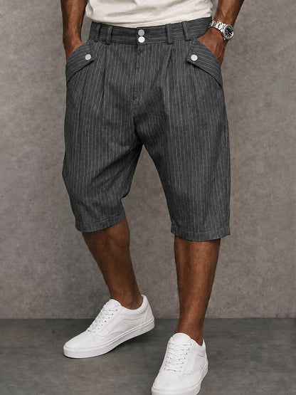 Heren Slim Fit Shorts – Met Knopen, Geschikt voor Casual en Werkgebruik