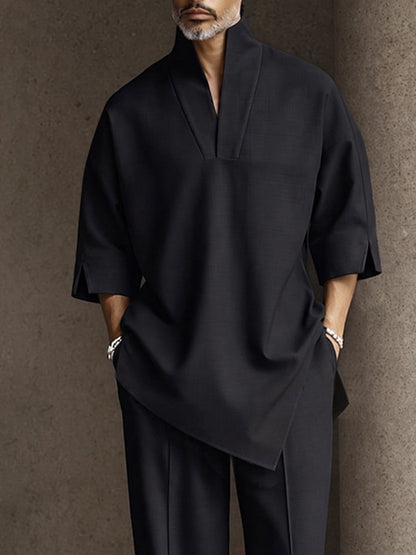 Heren Oversized Set – Casual met Asymmetrische Zoom, Geschikt voor Dagelijks Gebruik