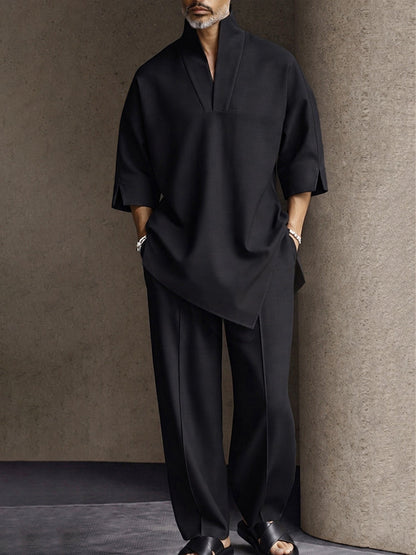 Heren Oversized Set – Casual met Asymmetrische Zoom, Geschikt voor Dagelijks Gebruik