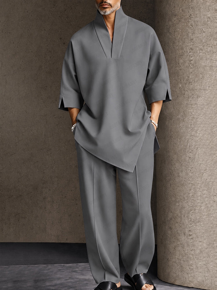 Heren Oversized Set – Casual met Asymmetrische Zoom, Geschikt voor Dagelijks Gebruik