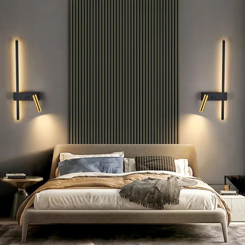 Wandlamp LED met Verticale Lichtbalk en Verstelbare Spot