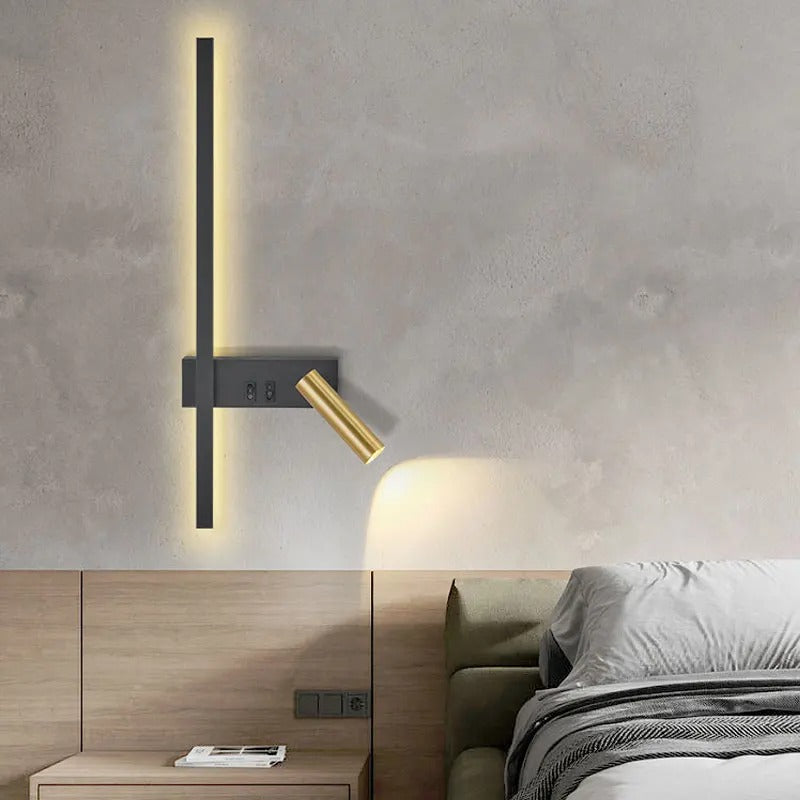 Wandlamp LED met Verticale Lichtbalk en Verstelbare Spot
