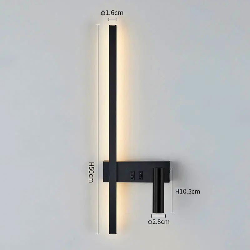 Wandlamp LED met Verticale Lichtbalk en Verstelbare Spot