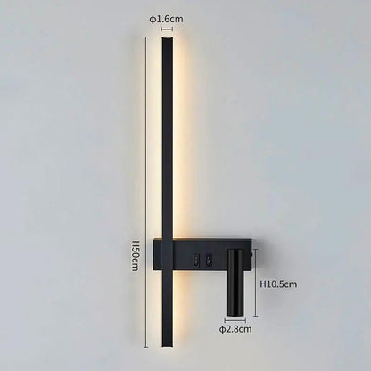 Wandlamp LED met Verticale Lichtbalk en Verstelbare Spot