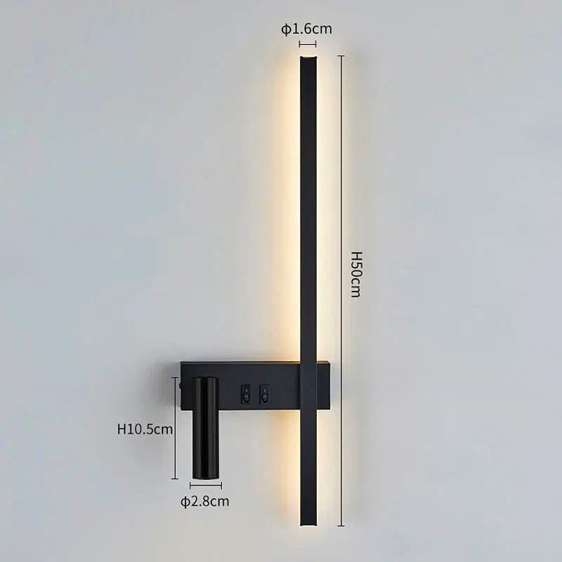Wandlamp LED met Verticale Lichtbalk en Verstelbare Spot