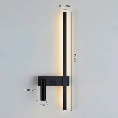 Wandlamp LED met Verticale Lichtbalk en Verstelbare Spot