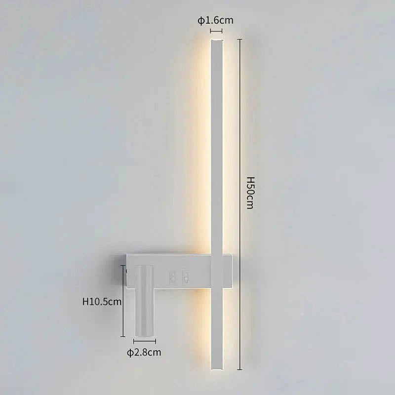 Wandlamp LED met Verticale Lichtbalk en Verstelbare Spot