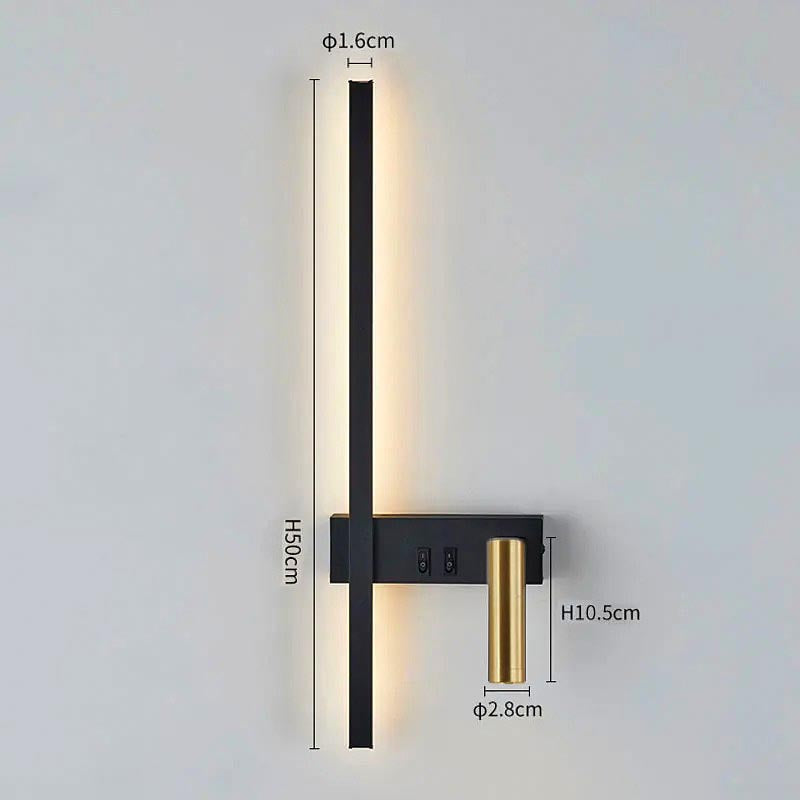 Wandlamp LED met Verticale Lichtbalk en Verstelbare Spot
