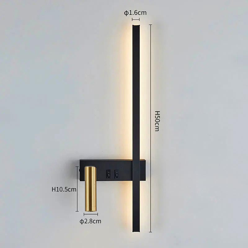 Wandlamp LED met Verticale Lichtbalk en Verstelbare Spot