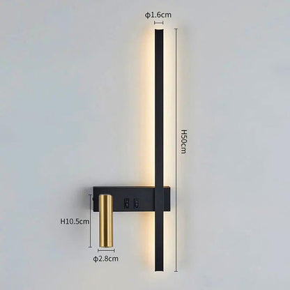 Wandlamp LED met Verticale Lichtbalk en Verstelbare Spot