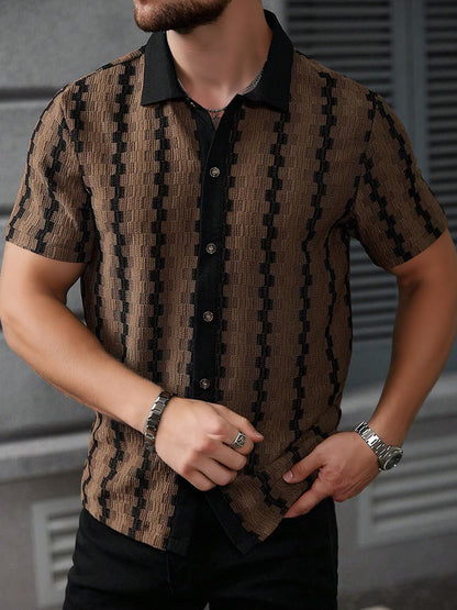 Heren Slim Fit Overhemd – Korte Mouwen, Geschikt voor Casual en Dagelijks Gebruik