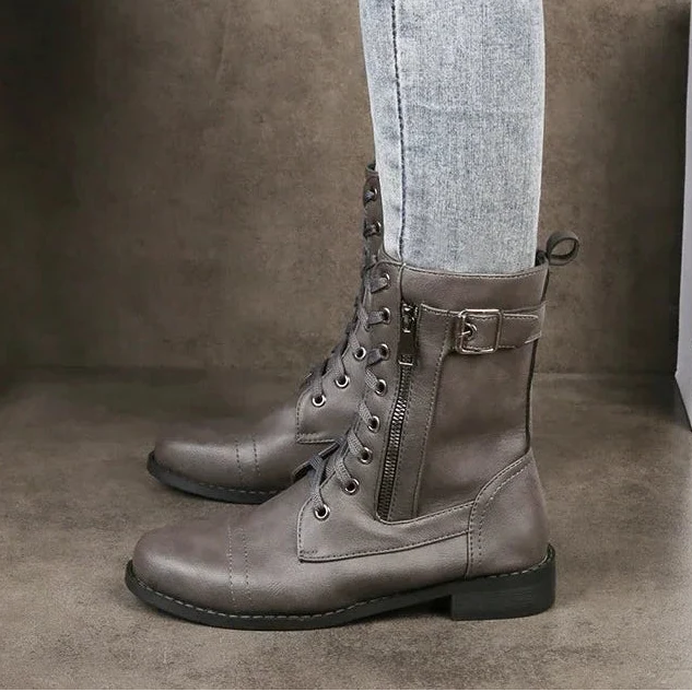 Dames Veterlaarzen Mid-Calf met Leren Upper