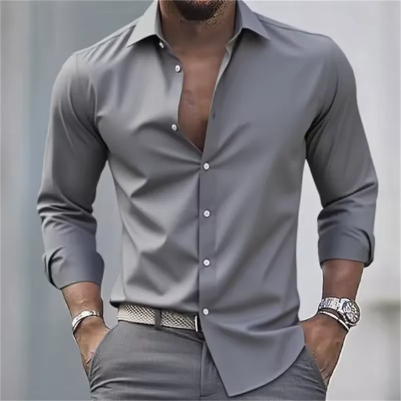 Heren Overhemd Slim Fit met Knopen - Lange Mouw