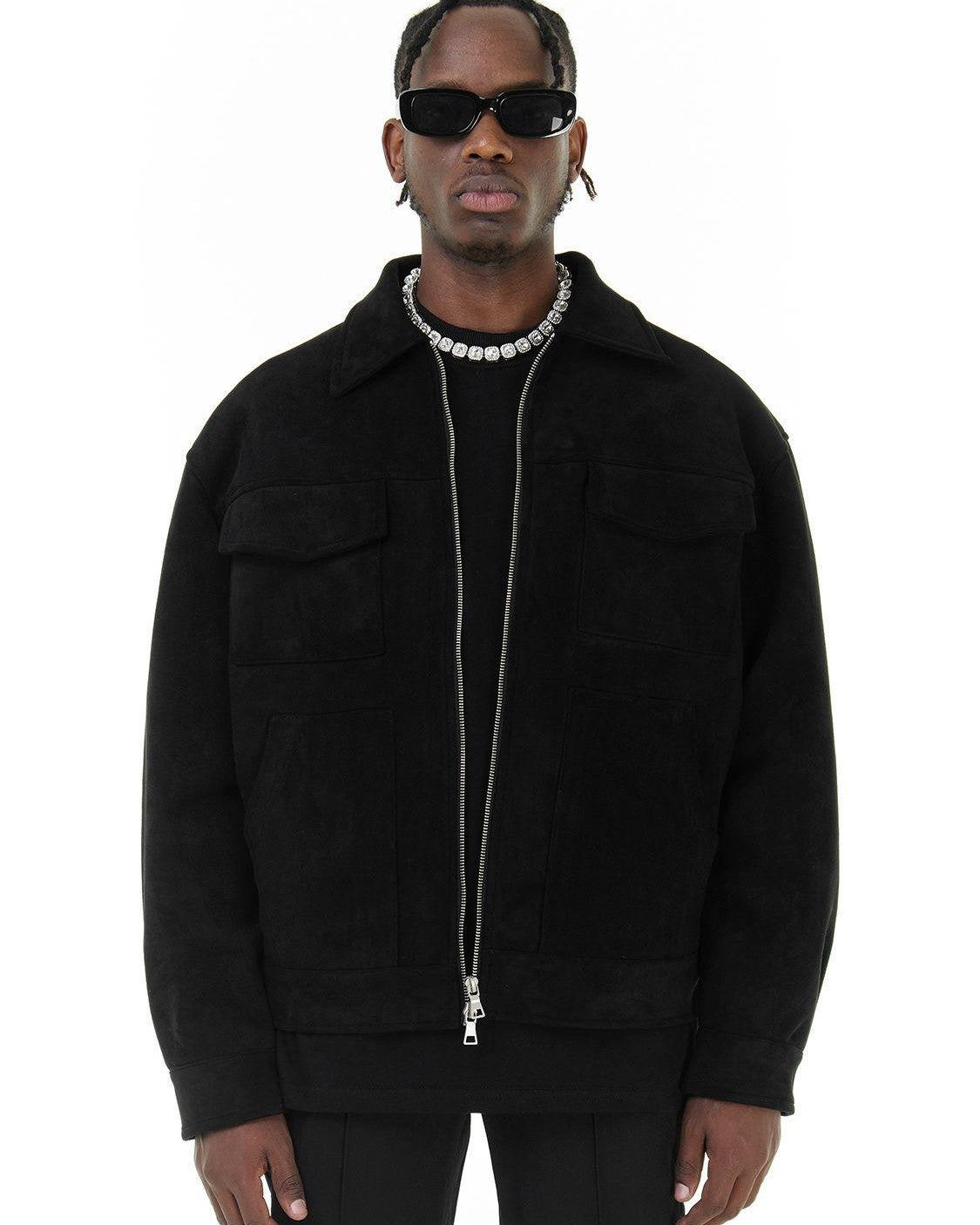Heren Field Jacket Veganistisch Suède met Functionele Zakken