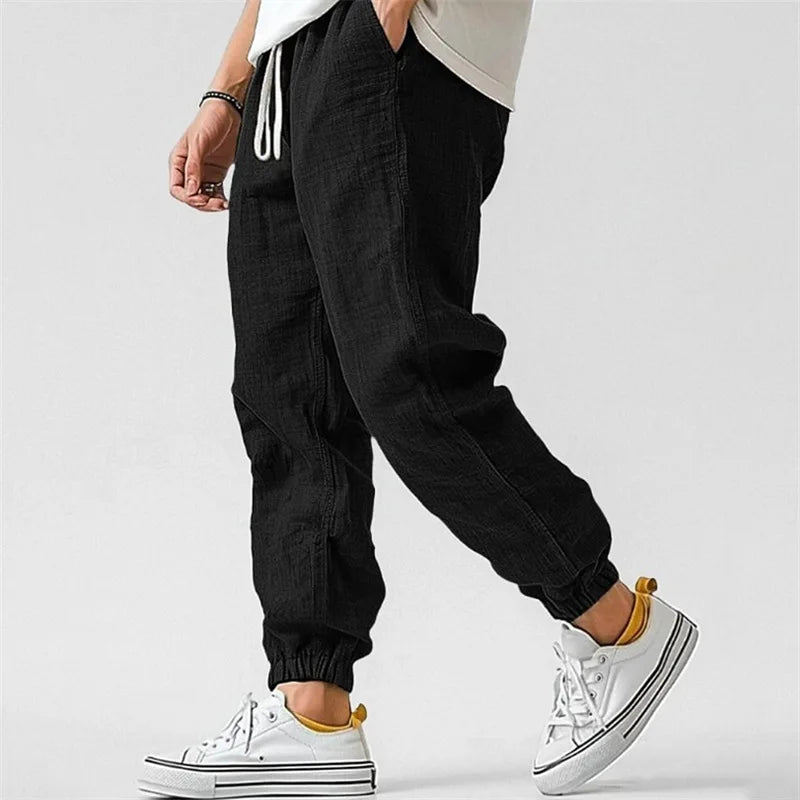 Dames Joggingbroek Linnen Blend met Trekkoord en Boord