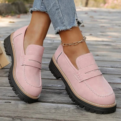 Dames Suède Loafers met Platformzool