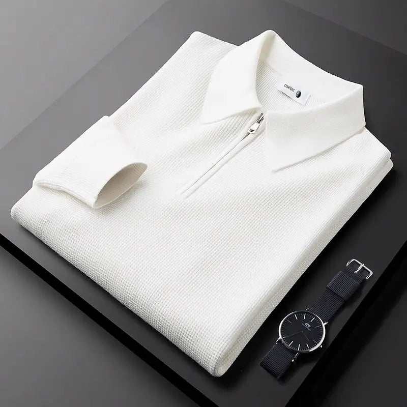 Heren Quarter-Zip Trui met Wafelstructuur