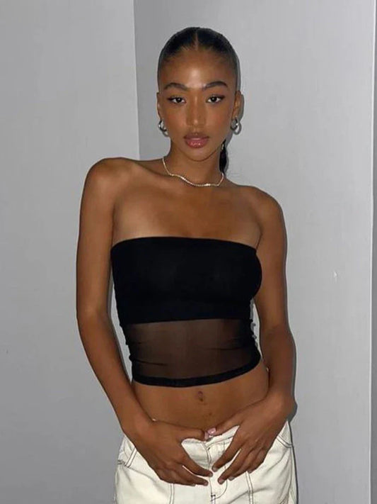 Gillian - Sexy Strapless Top met Mesh