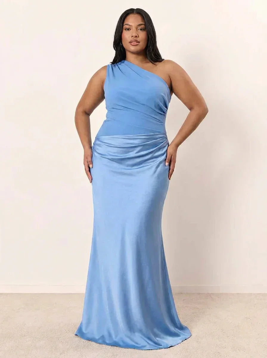 Dames Maxi Jurk Satijn Asymmetrisch Design