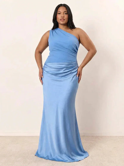 Dames Maxi Jurk Satijn Asymmetrisch Design