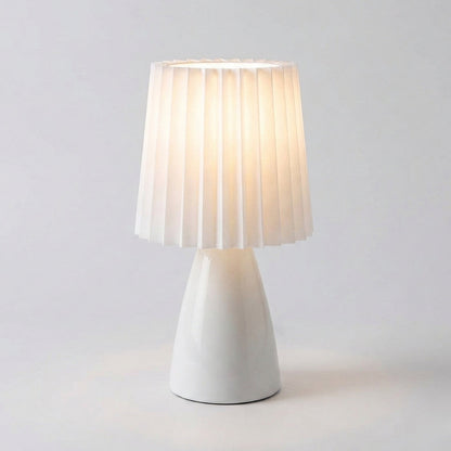 scandinavian ceramic pleated table lamp in white