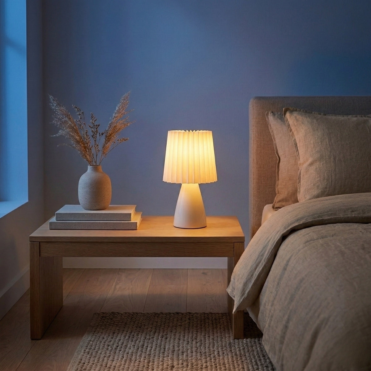 scandinavian ceramic pleated table lamp