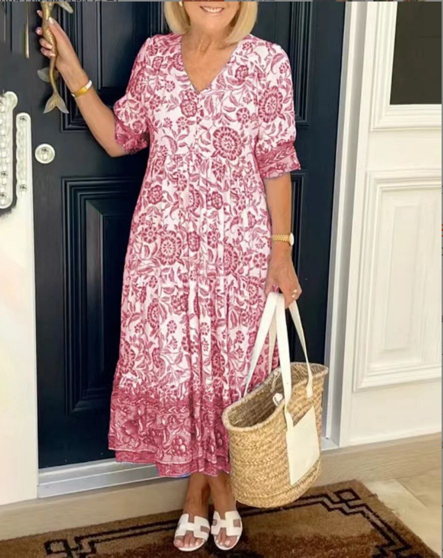 Nyra - Elegante Bloemenjurk met V-hals