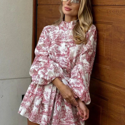 Elin - Trendy Puff Mouwen Plooi Jurk voor de Zomer