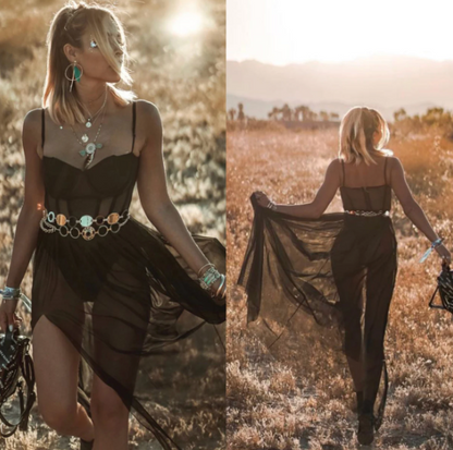 Dames Vintage Jurk – Effen, Casual voor Festival