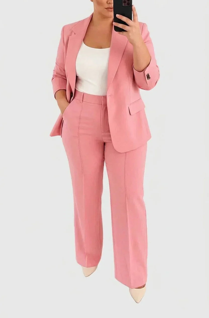 Dames Twee-Delige Pakset - Gecoördineerde Blazer en Broek Look