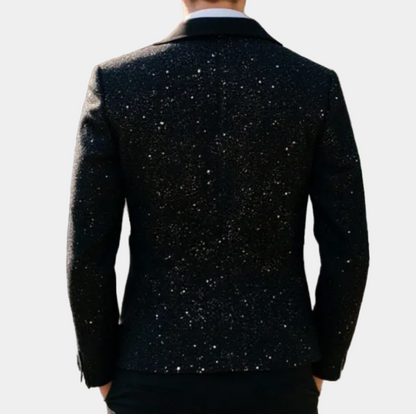 Heren Glitter Colbert met Satijnen Sjaalkraag