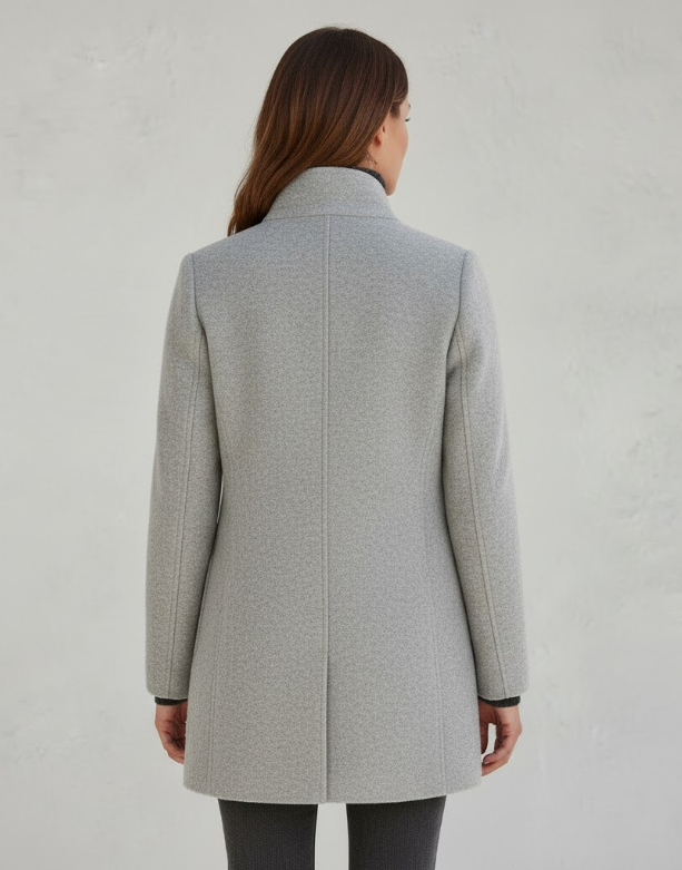 Dames wollen wintermantel - Elegante pasvorm en klassieke knopen